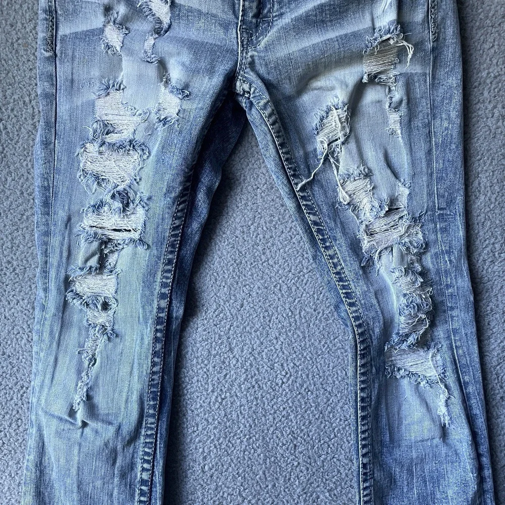 BKE Jake Buckle Denim Jeans Mens 30R 30x30 Regular Straight Distressed Blue